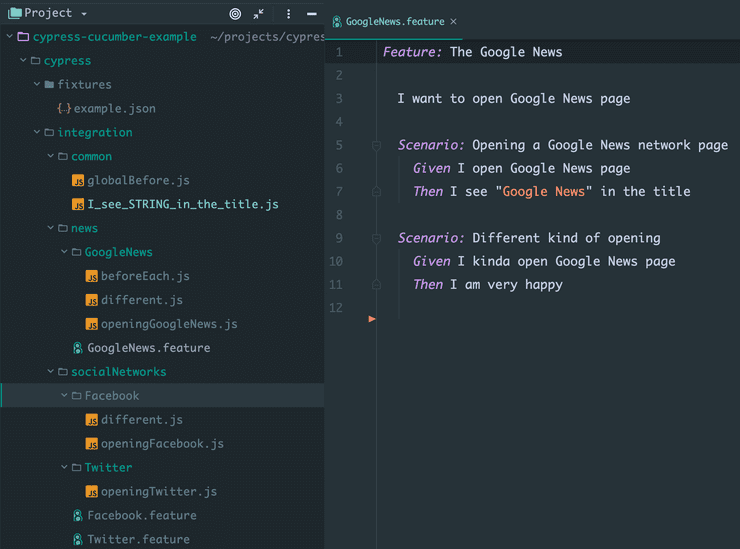 cypress cucumber preprocessor example